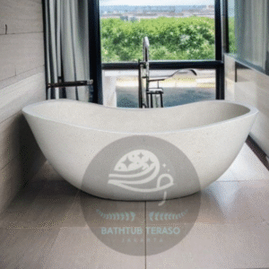 bathtub terrazzo modern – model oval putih elegan
