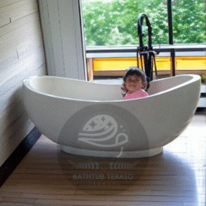 bathtub terrazzo modern – model oval putih elegan