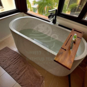 bathtub standing terrazzo model oval minimalis