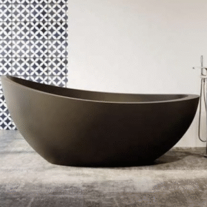 bathtub terrazzo – model oval hitam elegan