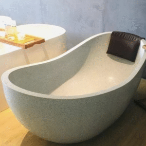 bathtub terrazzo ergonomis – model daun sandaran kepala